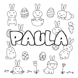 Coloración del nombre PAULA - decorado Pascua