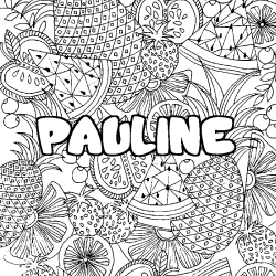 Coloración del nombre PAULINE - decorado mandala de frutas