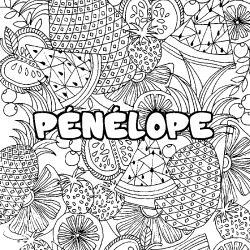 Coloración del nombre PÉNÉLOPE - decorado mandala de frutas