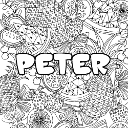 Coloración del nombre PETER - decorado mandala de frutas