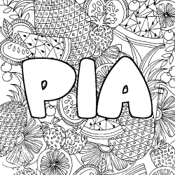 Coloración del nombre PIA - decorado mandala de frutas