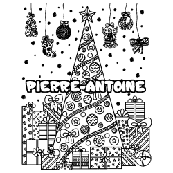 Coloración del nombre PIERRE-ANTOINE - decorado árbol de Navidad y regalos