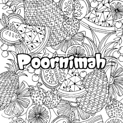 Dibujo para colorear Poornimah - decorado mandala de frutas