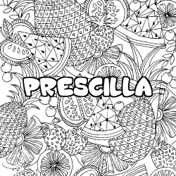 Dibujo para colorear PRESCILLA - decorado mandala de frutas