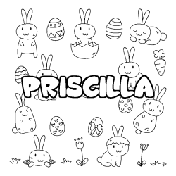 Coloración del nombre PRISCILLA - decorado Pascua