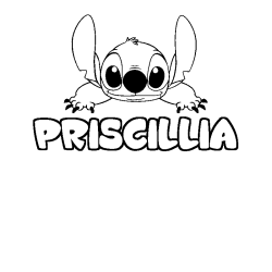 Coloración del nombre PRISCILLIA - decorado Stitch