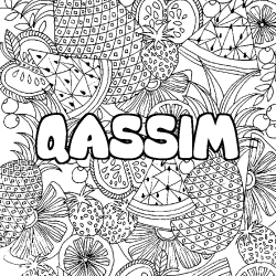 Coloración del nombre QASSIM - decorado mandala de frutas