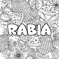 Coloración del nombre RABIA - decorado mandala de frutas