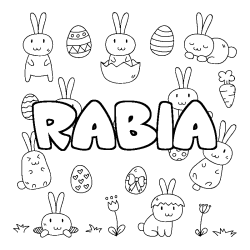 Coloración del nombre RABIA - decorado Pascua