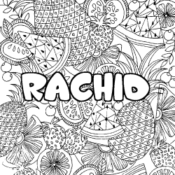 Coloración del nombre RACHID - decorado mandala de frutas