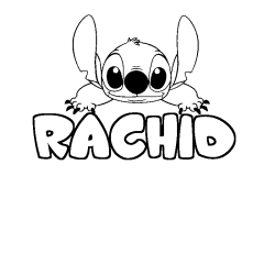 Coloración del nombre RACHID - decorado Stitch