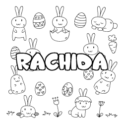 Coloración del nombre RACHIDA - decorado Pascua