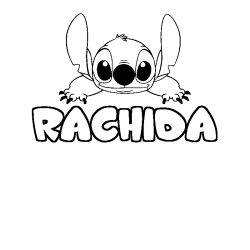 Coloración del nombre RACHIDA - decorado Stitch