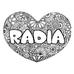 Coloración del nombre RADIA - decorado mandala de corazón