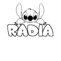 Coloración del nombre RADIA - decorado Stitch