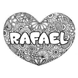 Coloración del nombre RAFAEL - decorado mandala de corazón