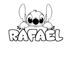 Coloración del nombre RAFAEL - decorado Stitch