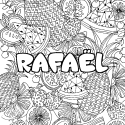 Coloración del nombre RAFAËL - decorado mandala de frutas