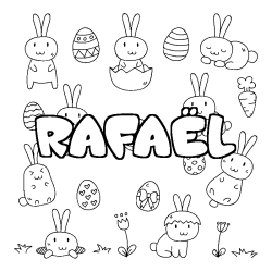 Coloración del nombre RAFAËL - decorado Pascua