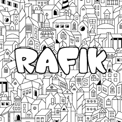 Coloración del nombre RAFIK - decorado ciudad