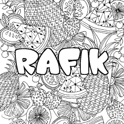 Coloración del nombre RAFIK - decorado mandala de frutas