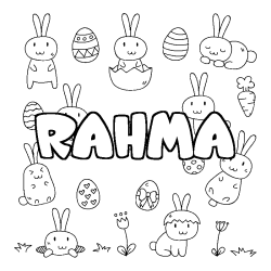 Coloración del nombre RAHMA - decorado Pascua