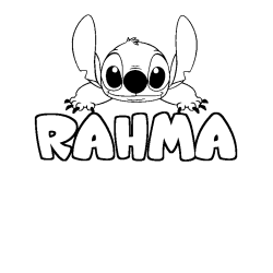 Coloración del nombre RAHMA - decorado Stitch