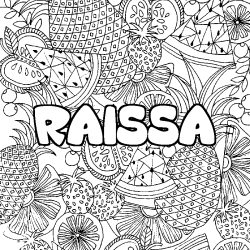 Coloración del nombre RAISSA - decorado mandala de frutas