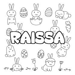 Coloración del nombre RAISSA - decorado Pascua