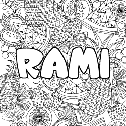 Coloración del nombre RAMI - decorado mandala de frutas