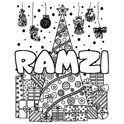 Coloración del nombre RAMZI - decorado árbol de Navidad y regalos