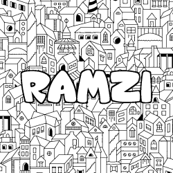 Coloración del nombre RAMZI - decorado ciudad