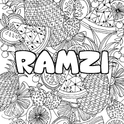 Coloración del nombre RAMZI - decorado mandala de frutas