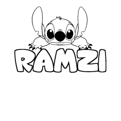 Coloración del nombre RAMZI - decorado Stitch