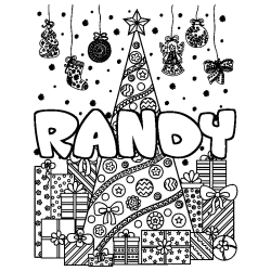 Coloración del nombre RANDY - decorado árbol de Navidad y regalos