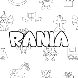 Coloración del nombre RANIA - decorado juguetes