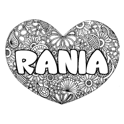 Coloración del nombre RANIA - decorado mandala de corazón