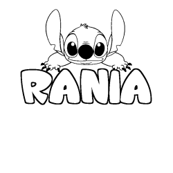 Coloración del nombre RANIA - decorado Stitch