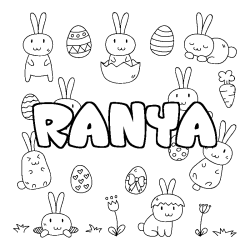 Coloración del nombre RANYA - decorado Pascua