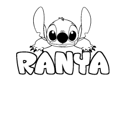 Coloración del nombre RANYA - decorado Stitch