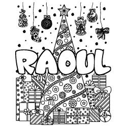 Coloración del nombre RAOUL - decorado árbol de Navidad y regalos