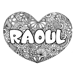 Coloración del nombre RAOUL - decorado mandala de corazón