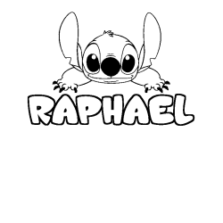 Coloración del nombre RAPHAEL - decorado Stitch