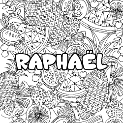 Coloración del nombre RAPHAËL - decorado mandala de frutas