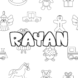 Coloración del nombre RAYAN - decorado juguetes