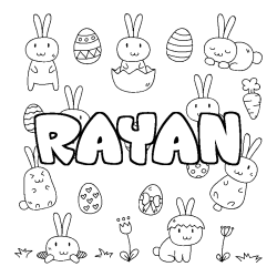 Coloración del nombre RAYAN - decorado Pascua