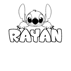 Coloración del nombre RAYAN - decorado Stitch