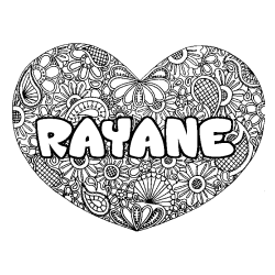 Coloración del nombre RAYANE - decorado mandala de corazón