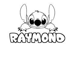 Coloración del nombre RAYMOND - decorado Stitch