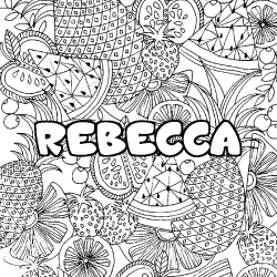 Coloración del nombre REBECCA - decorado mandala de frutas